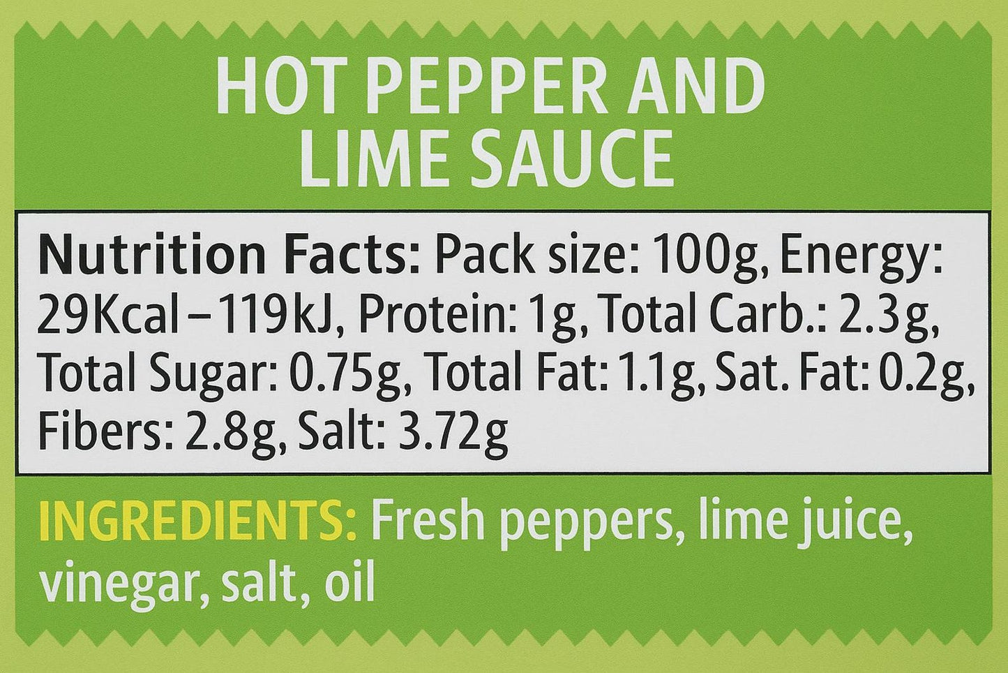 Foronto Hot Pepper and Lime Sauce